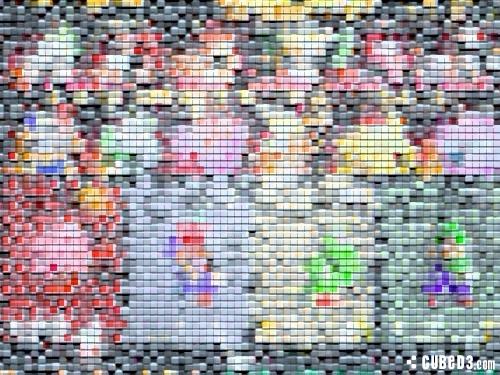 In this distorted screen of Super Smash Bros, which character hasn't been selected?