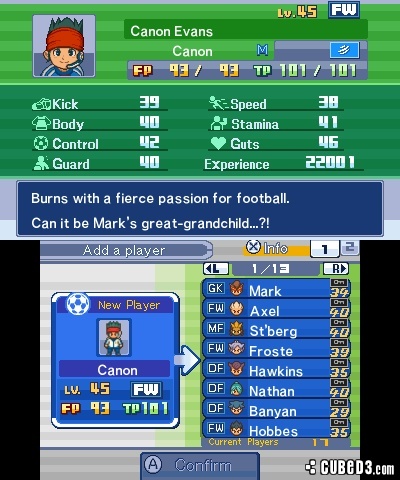 Screenshot for Inazuma Eleven 3: Team Ogre Attacks! on Nintendo 3DS