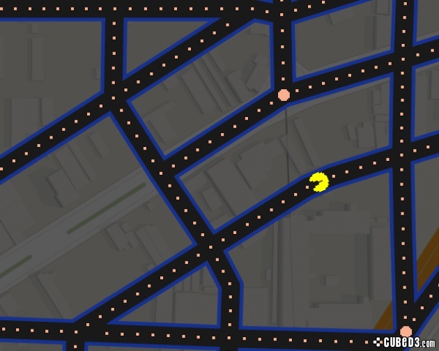 Image for Pac-Man Gobbles Google Maps for April Fool