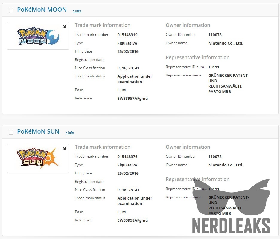 Image for Pokémon Sun and Moon Trademarks Spotted