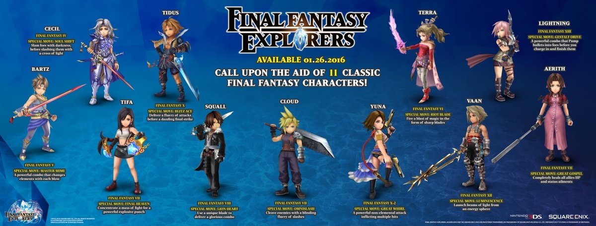 Image for View the Legacy Characters of Final Fantasy Explorers