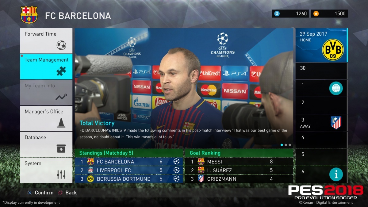 Screenshot for Pro Evolution Soccer 2018 on PlayStation 4